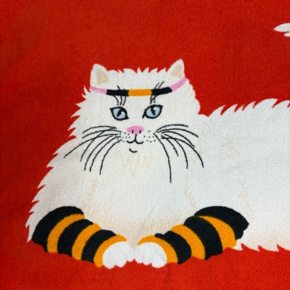 Vintage June Sobel Beach Towel Cat Exercise 57”x32” Red 80s Yoga - Picture 6 of 13